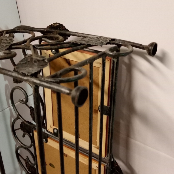 Magazine Rack ,Wine Rack, Caddy with Wooden Photo Frames Metal 21" X10"h - Picture 2 of 6